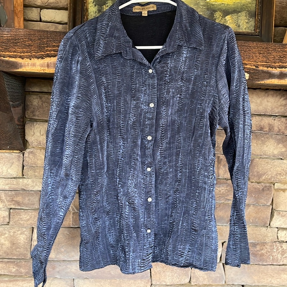 Navy button up blouse